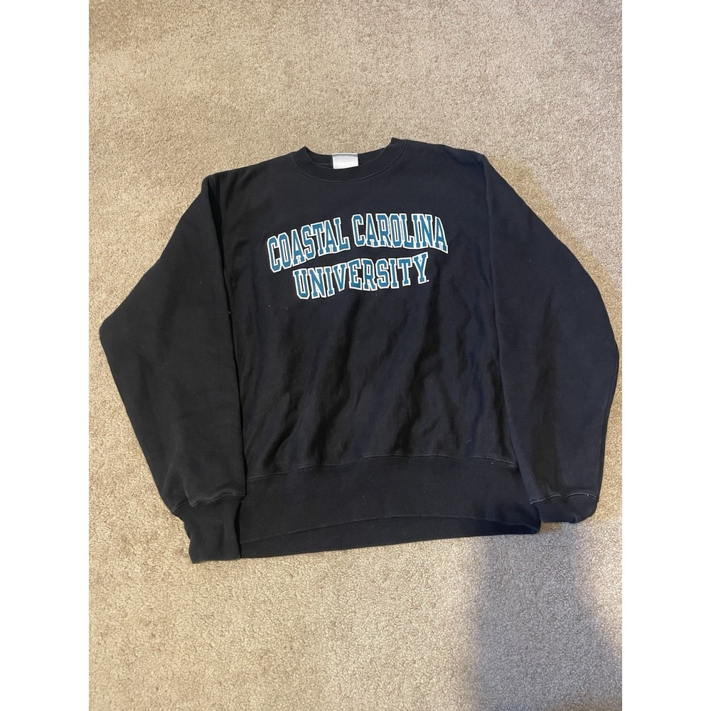 VTG Champions Reverse Weave Coastal Carolina Blue And Black Sweater Men Medium